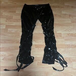 ‼️NWOT‼️Dolls Kill X Darker Wavs Black Vinyl Strappy Pants Medium